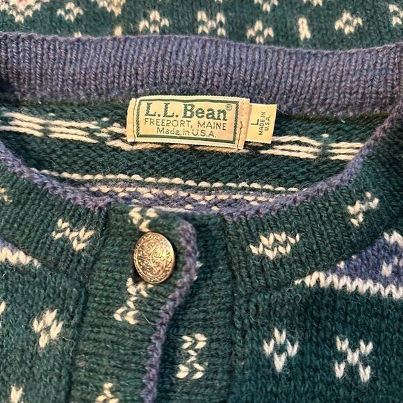 Vintage L.L. Bean Fair Isle Button Front Sweater - Picture 3 of 4